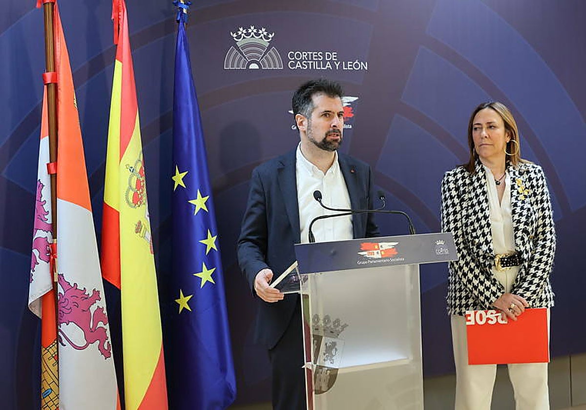 Tudanca y Rosa Rubio, ayer en las Cortes de Castilla y León