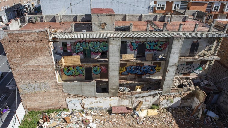 Imagen aérea del interior del inmueble, donde se ve la corrala
