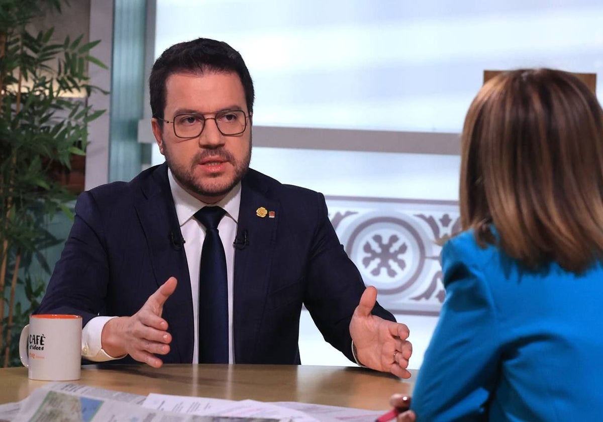 Pere Aragonès, presidente de la Generalitat, hoy, durante la entrevista para el programa de RTVE 'Cafè d'idees'