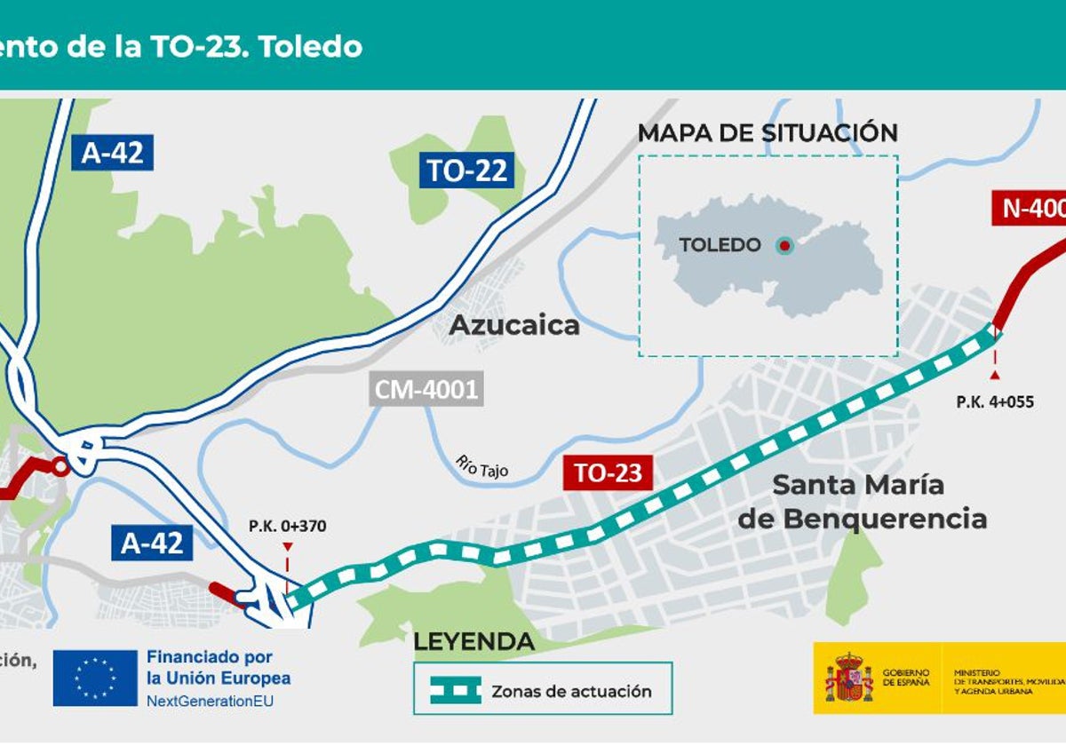 Tramo del nuevo carril bici en Toledo