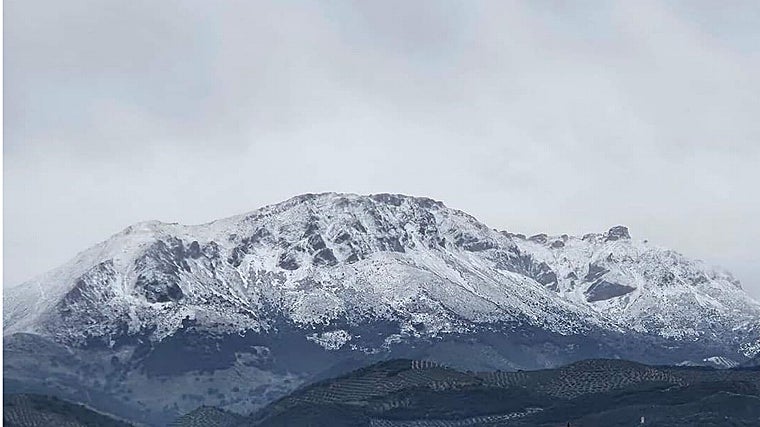 Cumbre de La Tiñosa en Priego de Córdoba con un cascarón de nieve