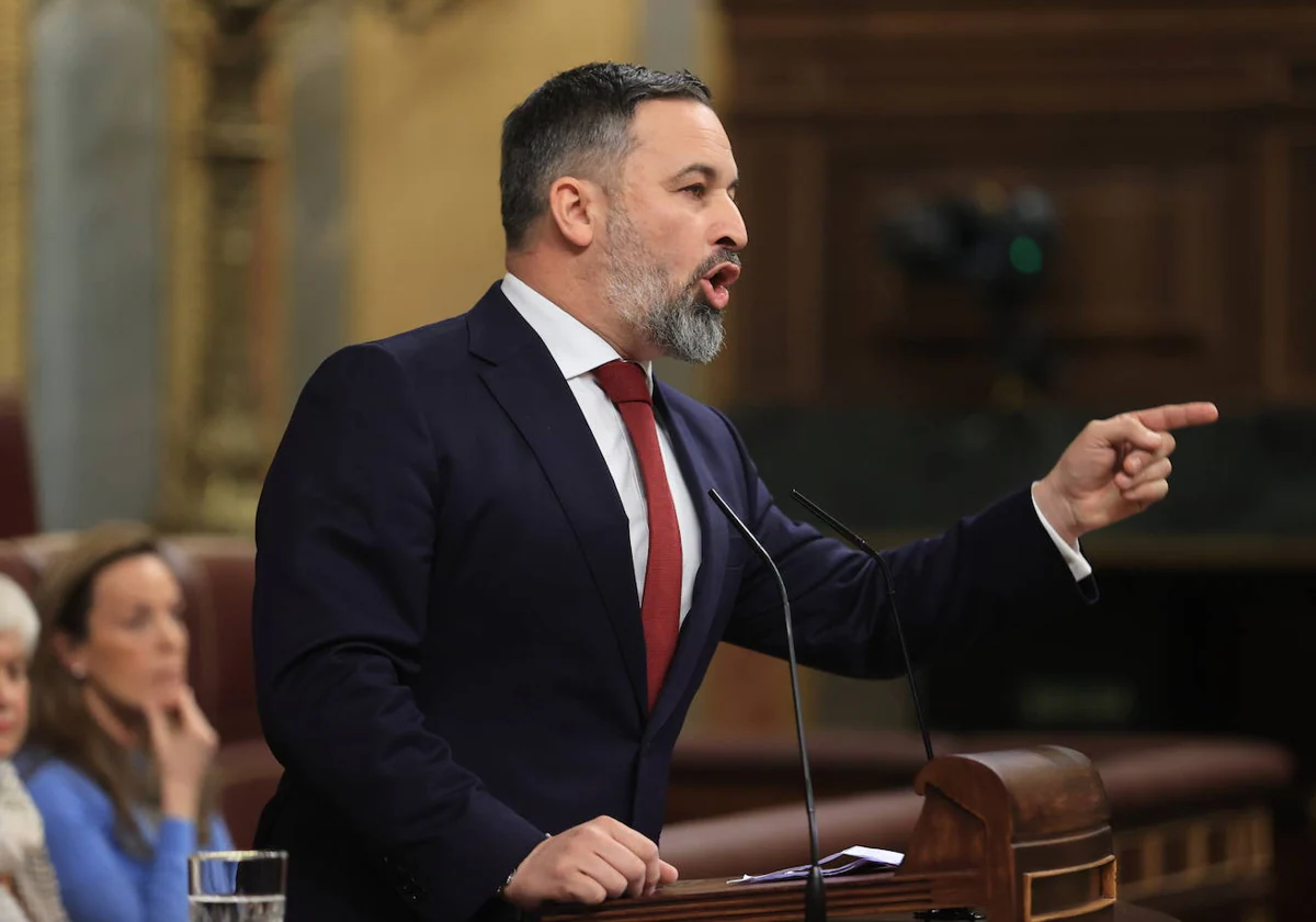 El presidente de Vox, Santiago Abascal, durante el debate de la ley de amnistía