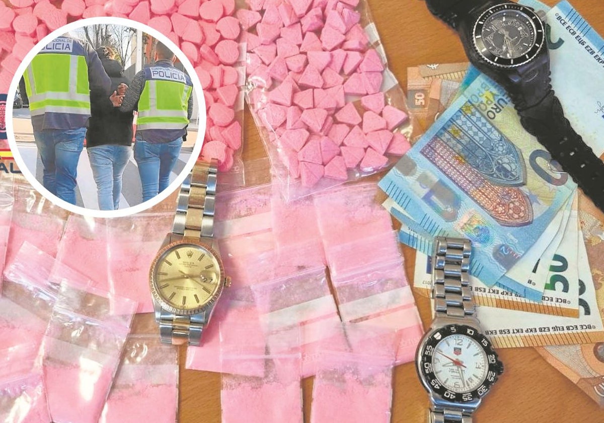Parte de los relojes y de la droga incautados a la banda