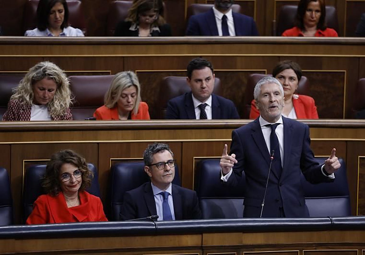 Fernando Grande-Marlaska, ministro del Interior, este miércoles en el Congreso