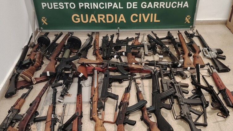 Intervienen medio centenar de armas de guerra que decoraban las paredes de una vivienda en Mojácar