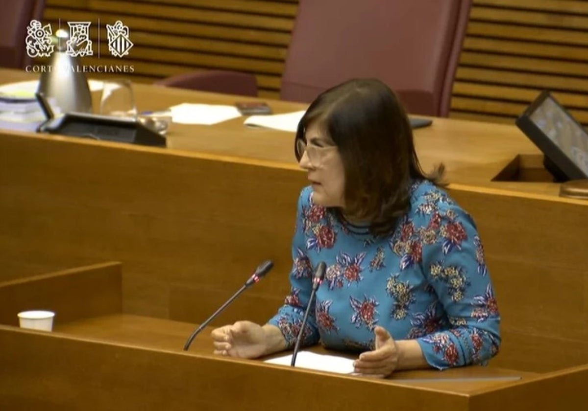 La presidenta de Hablamos Español, Gloria Lago, defendiendo su Iniciativa Legislativa Popular (ILP) en las Cortes Valencianas.