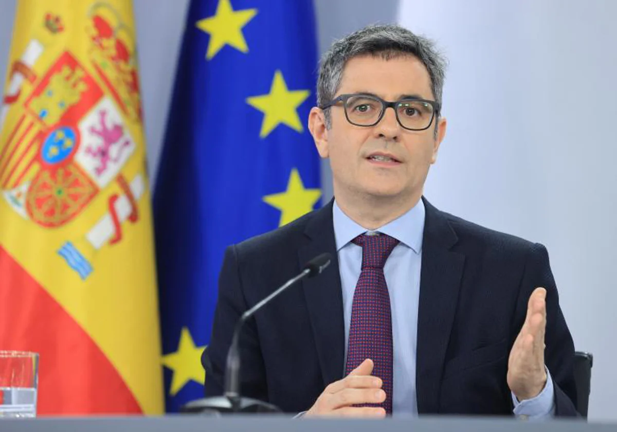 El ministro de Justicia y Presidencia, Félix Bolaños, durante la rueda de prensa del Consejo de Ministros