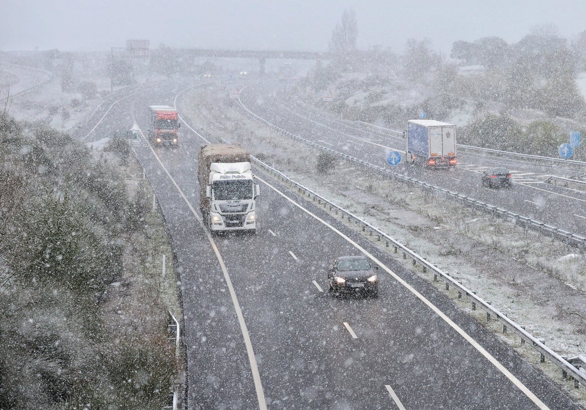 Nevada durante esta semana en la A-66 en Salamanca