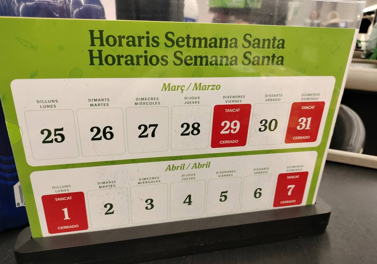 Mercadona anuncia horarios especiales para el fin de semana y el festivo del Lunes de Pascua