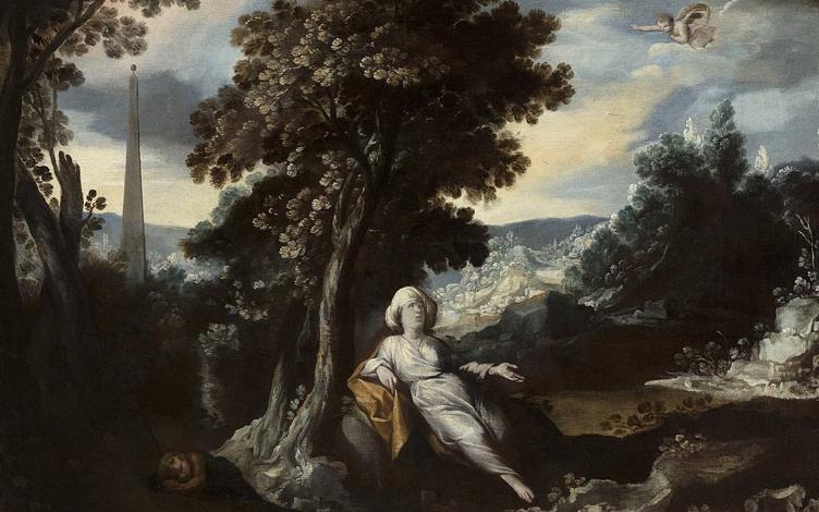Imagen principal - Arriba, Ágar e Ismael'. Debajo, dos de los cuadros del pintor cordobés que conserva el Museo del Prado, que corresponden a una serie de la vida del patriarca José.