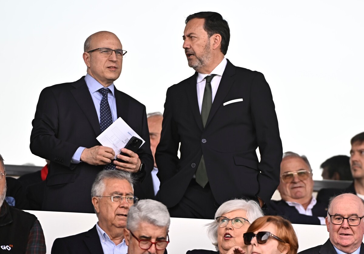 El CEO del Córdoba, Antonio Fernández Monterrubio, en el palco de Valdebebas