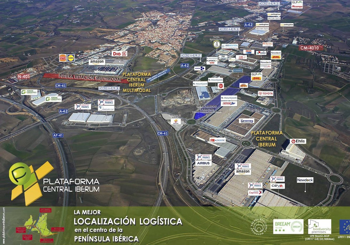 Foto aérea de grandes empresas instaladas en Illescas