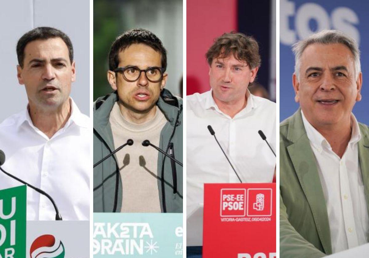 Imanol Pradales (PNV), Pello Otxandiano (EH Bildu), Eneko Andueza (PSE) y Javier de Andrés (PP)