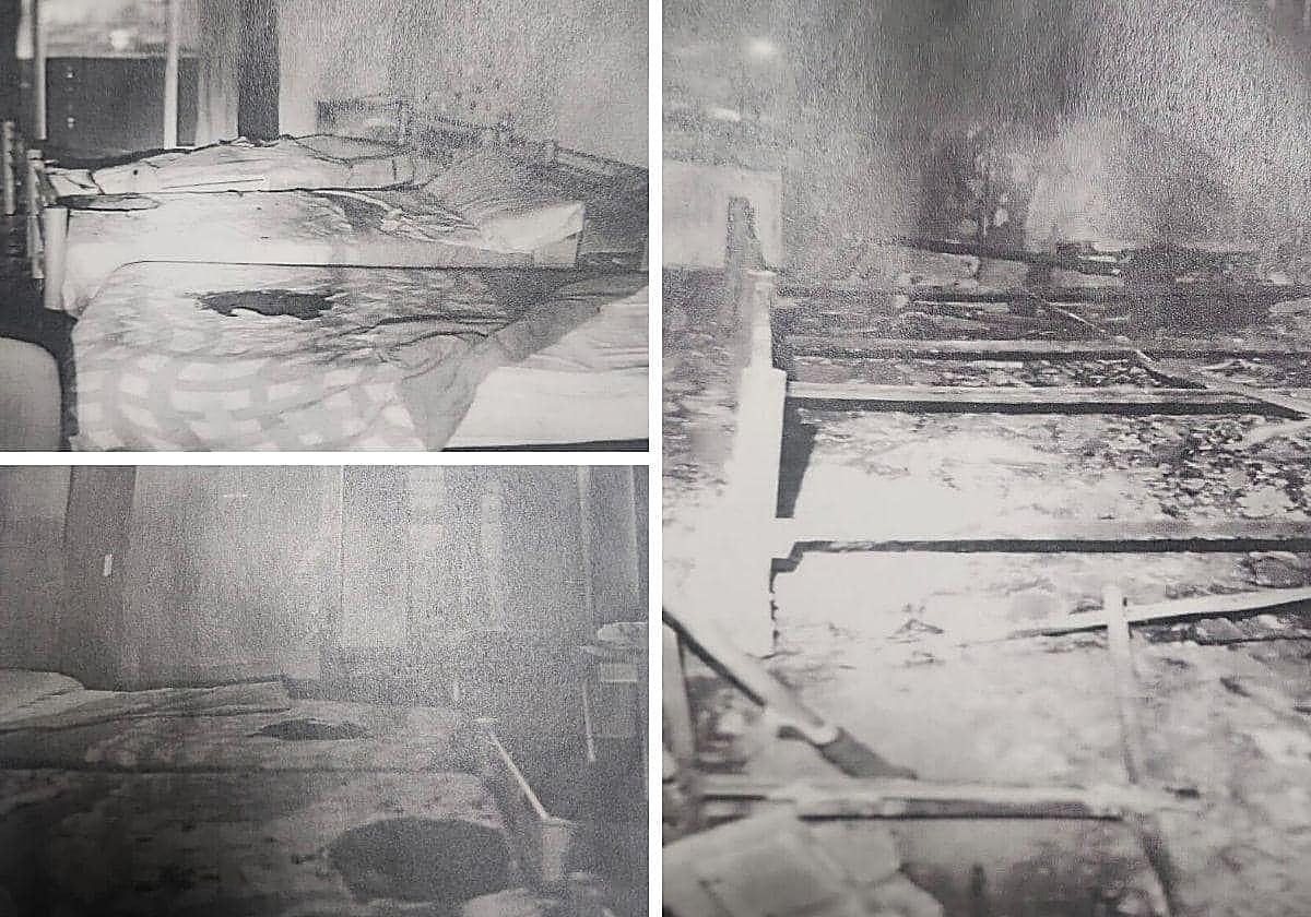 Estado en el que quedaron las habitaciones quemadas de la Residencia Norte