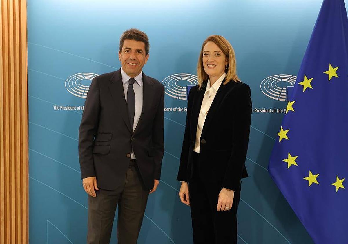 Imagen de Carlos Mazón y la presidenta del Parlamento Europeo, Roberta Metsola