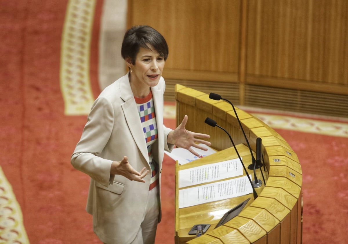 Ana Pontón, portavoz del BNG, este jueves en el debate de investidura, en el Pazo do Hórreo