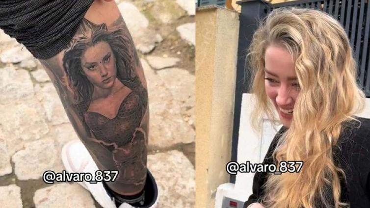 Así reacciona Amber Heard al conocer al joven de Almería que se tatuó el rostro de la actriz