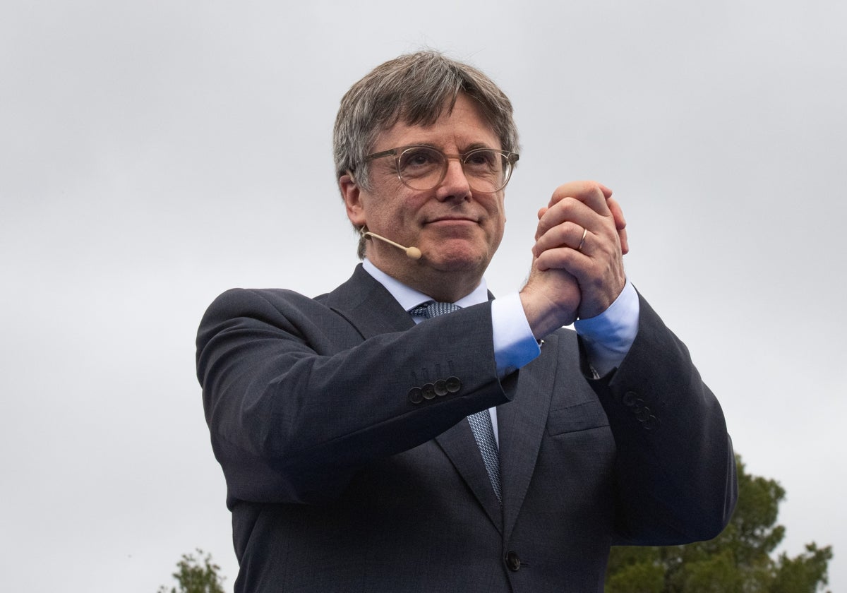 Carles Puigdemont, durante un acto de Junts el 6 de abril