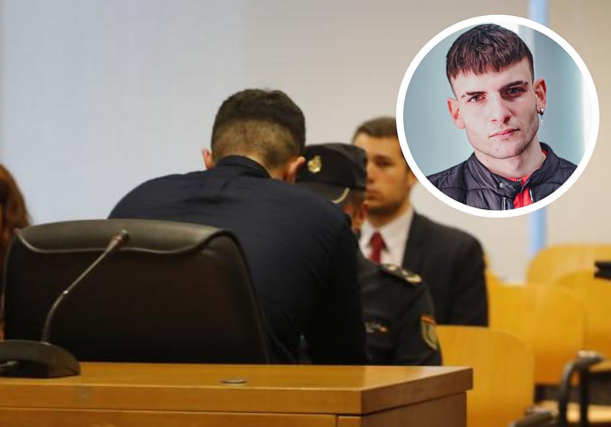 David Bárcena, de espaldas durante el juicio. En el círculo, Isaac López