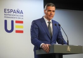 El presidente del Gobierno, Pedro Sánchez, comparece en Bruselas