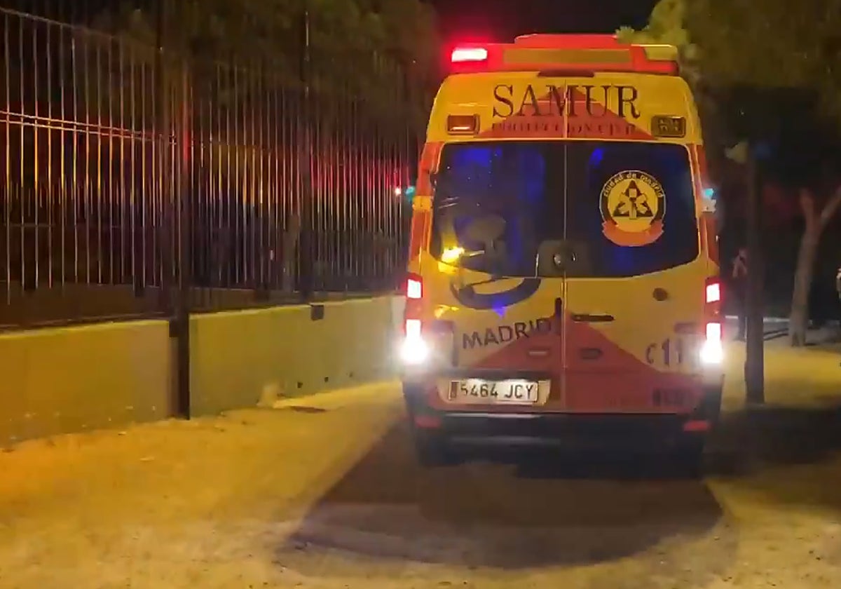 Una ambulancia de Samur durante otra agresión en el parque de Arriaga