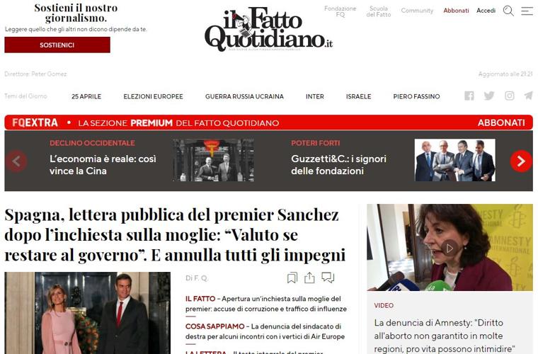 Portada de 'Il Fatto Quotidiano'