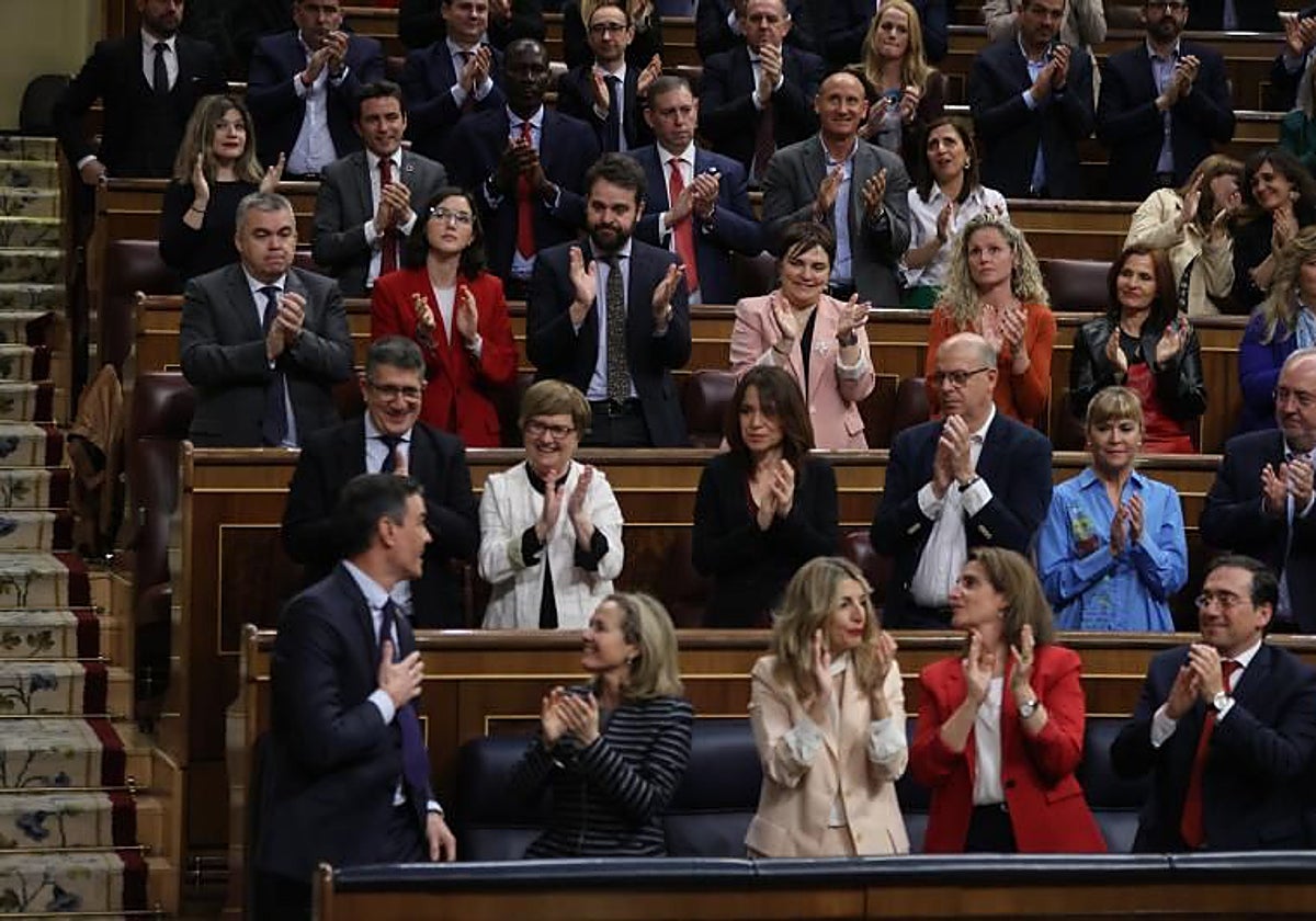 Pedro Sánchez, tras superar la moción de censura de Vox en 2023