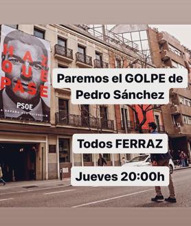 Imagen secundaria 2 - Carteles de las tres manifestaciones convocadas este jueves y sábado a favor y en contra del presidente del Gobierno, Pedro Sánchez