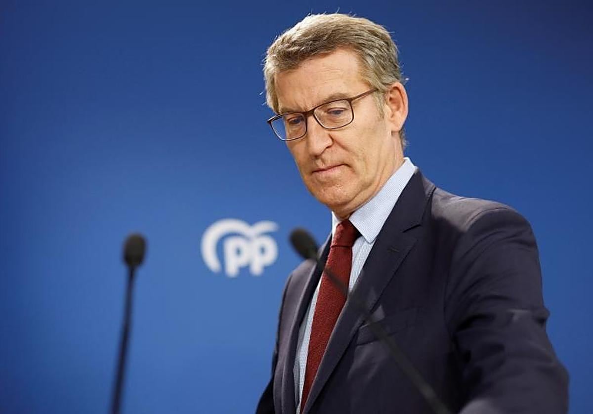 Alberto Núñez Feijóo durante la comparecencia de este jueves