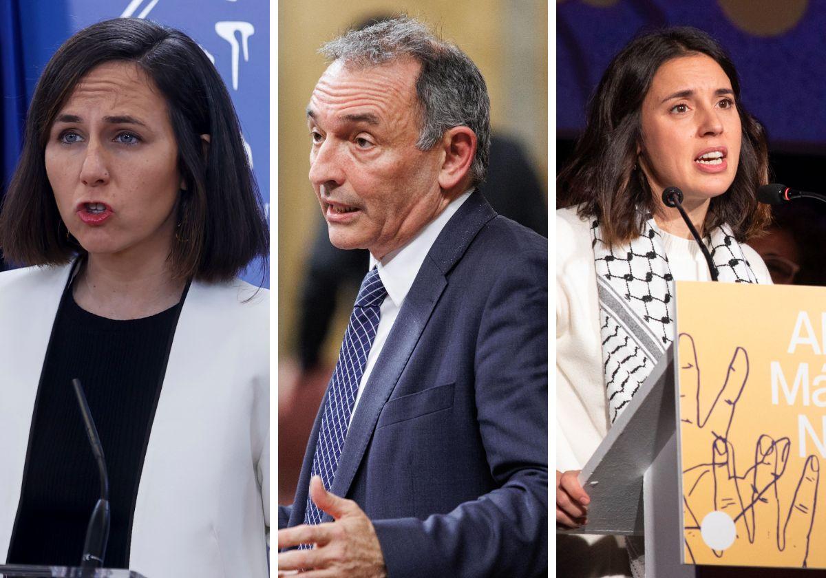 Ione Belarra, Enrique Santiago e Irene Montero