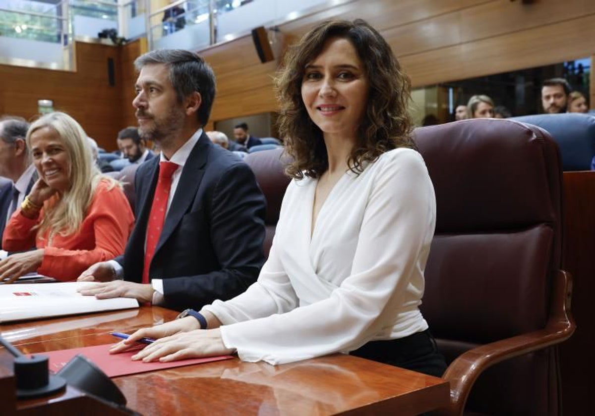 La presidenta de la Comunidad de Madrid, Isabel Díaz Ayuso, en la Asamblea