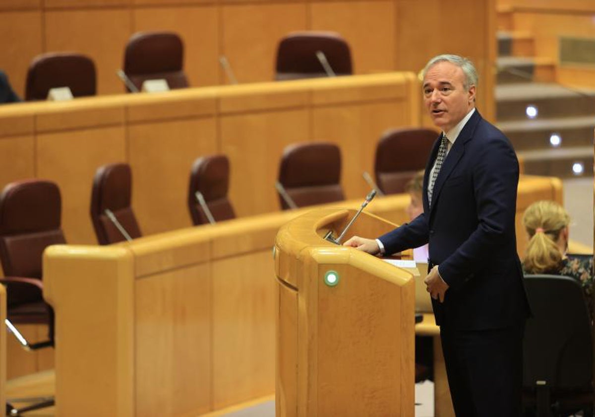 El presidente de Aragón y líder del PP en la región, Jorge Azcón