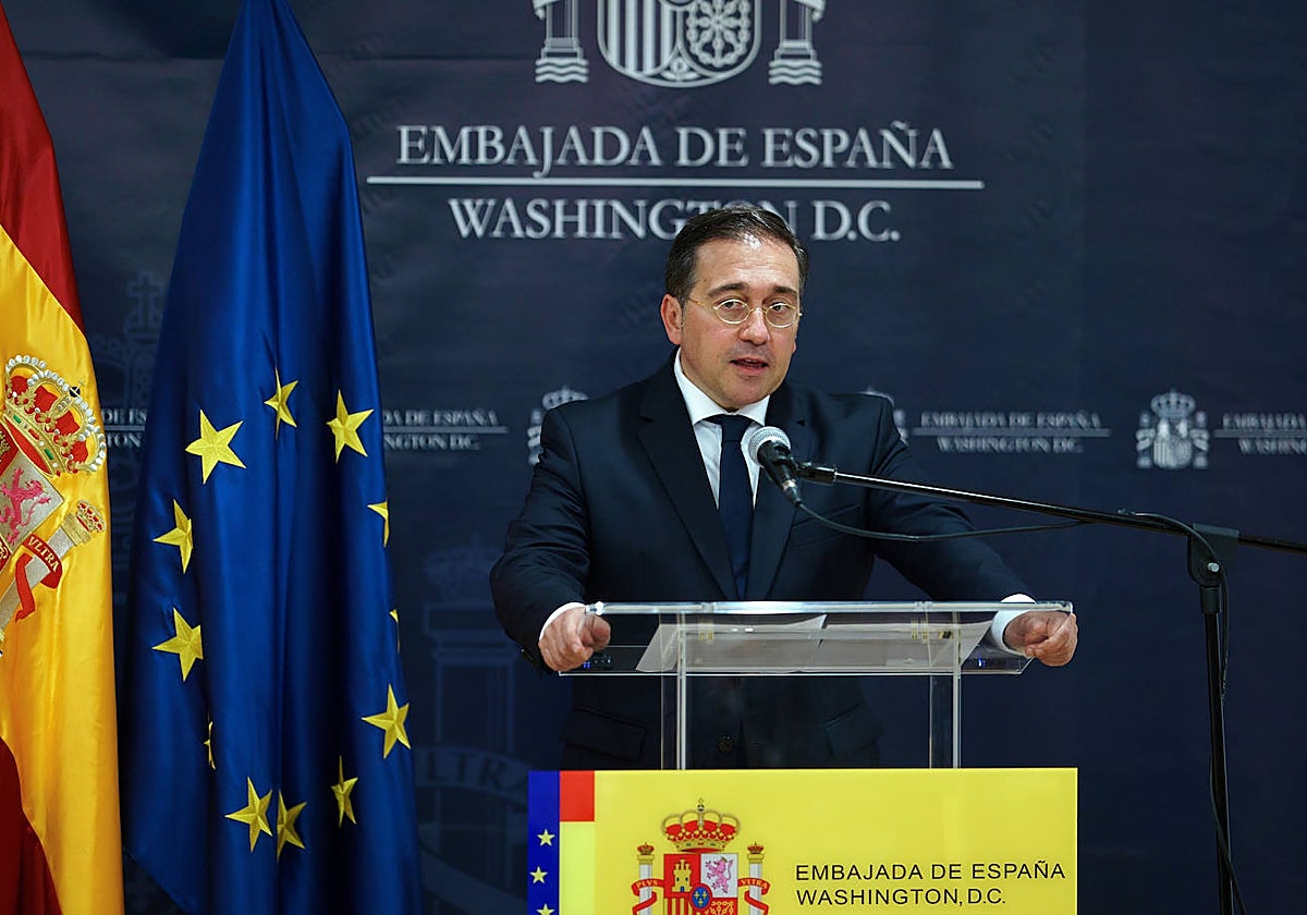 El ministro español de Asuntos Exteriores, José Manuel Albares, este viernes en Washington