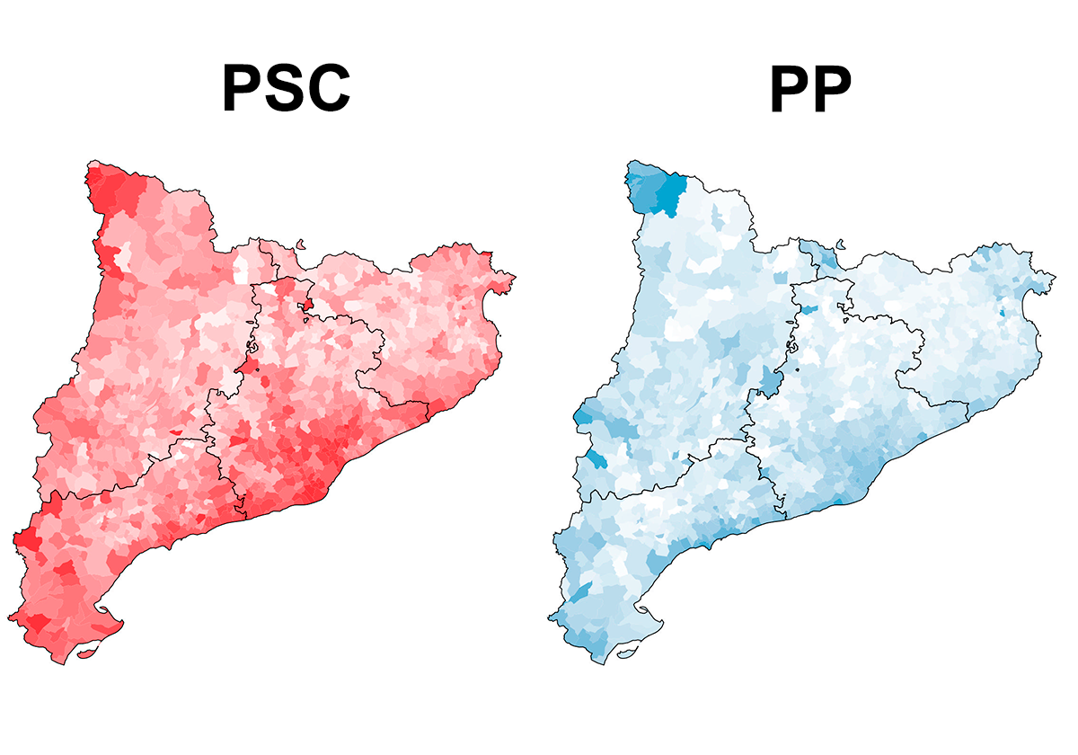 Resultados del PSOE y el PP en las elecciones catalanas 2024