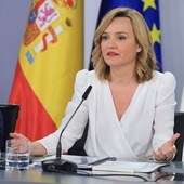 La portavoz del Gobierno, Pilar Alegría, en la comparecencia por la que se le abre expediente