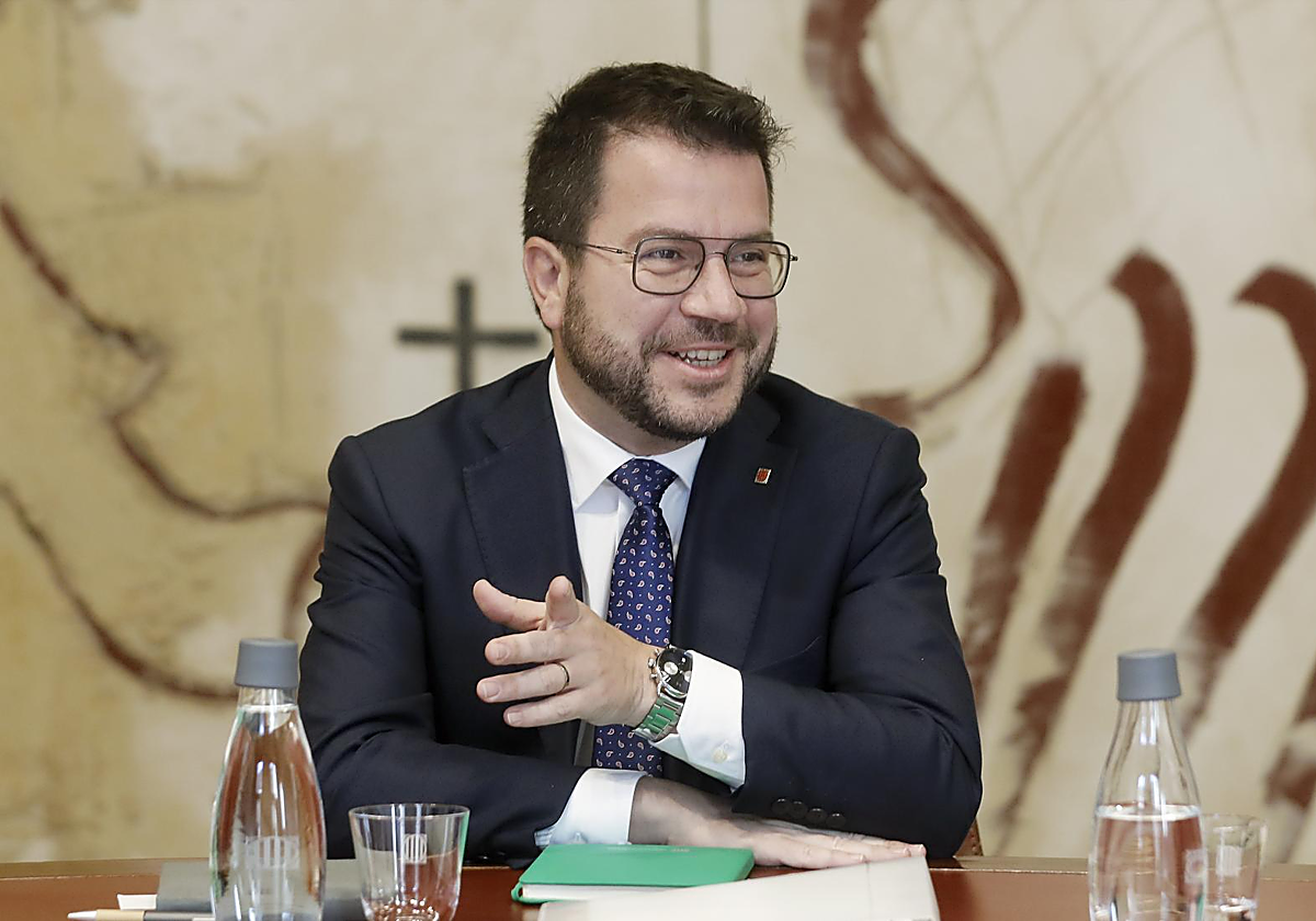 Pere Aragonès, presidente de la Generalitat de Cataluña en funciones, hoy, antes de la reunión semanal del Govern