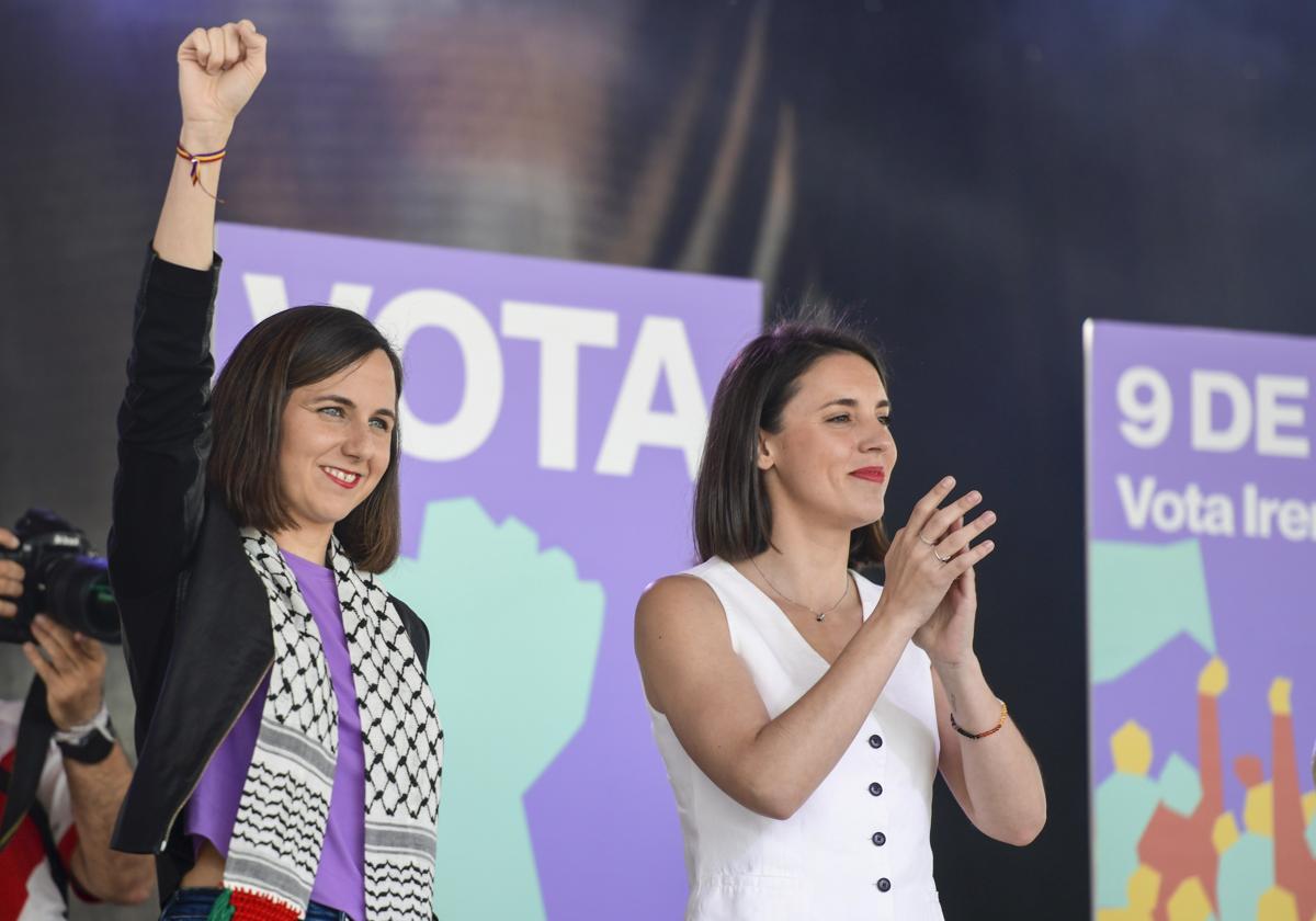 Ione Belarra e Irene Montero en la Fiesta de la Primavera de Podemos.