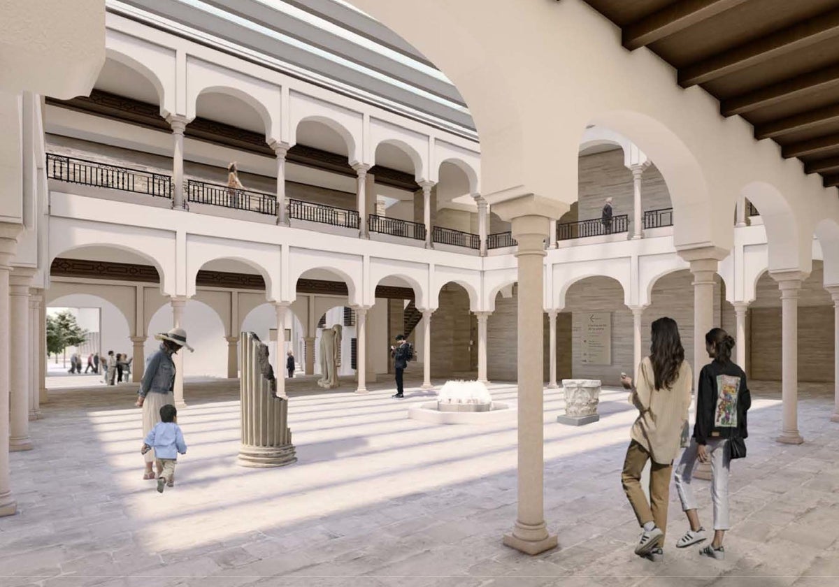 Infografía de cómo quedaría el primer patio del Palacio de los Páez de Casttillejo