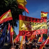 Imagen de la manifestación contra la amnistía, este domingo, en Madrid