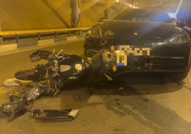 Herido grave un motorista tras salir despedido en un choque con un coche en el túnel de María de Molina