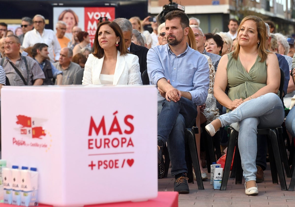 Esther Peña, Luis Tudanca e Iratxe García, este miércoles en Burgos