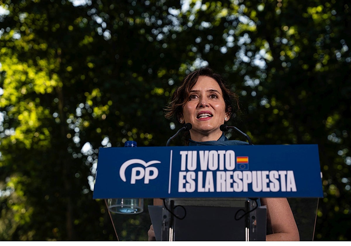 Imagen de Isabel Díaz Ayuso tomada durante un mitin del PP
