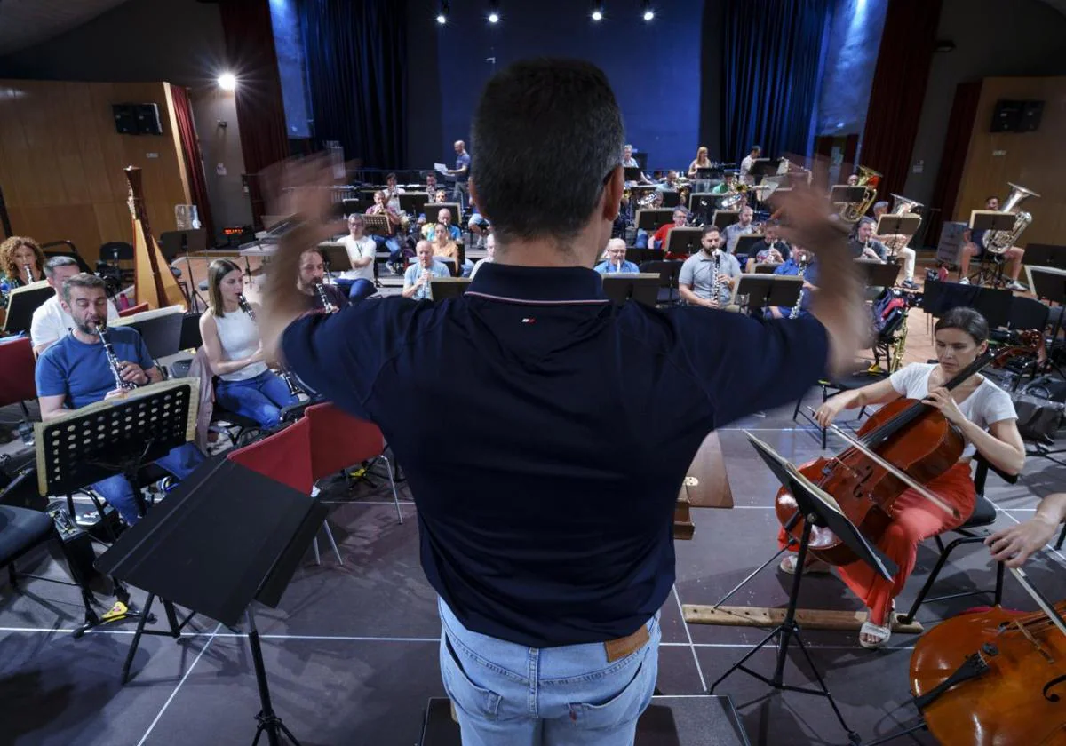 Ensayo de la banda, el miércoles, en el teatro auditorio de la Casa de Campo