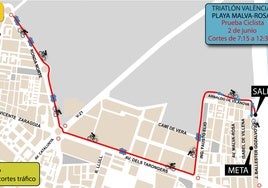 Calles cortadas y líneas de la EMT desviadas en Valencia el domingo 2 de junio por el Triatlón de la Malvarrosa