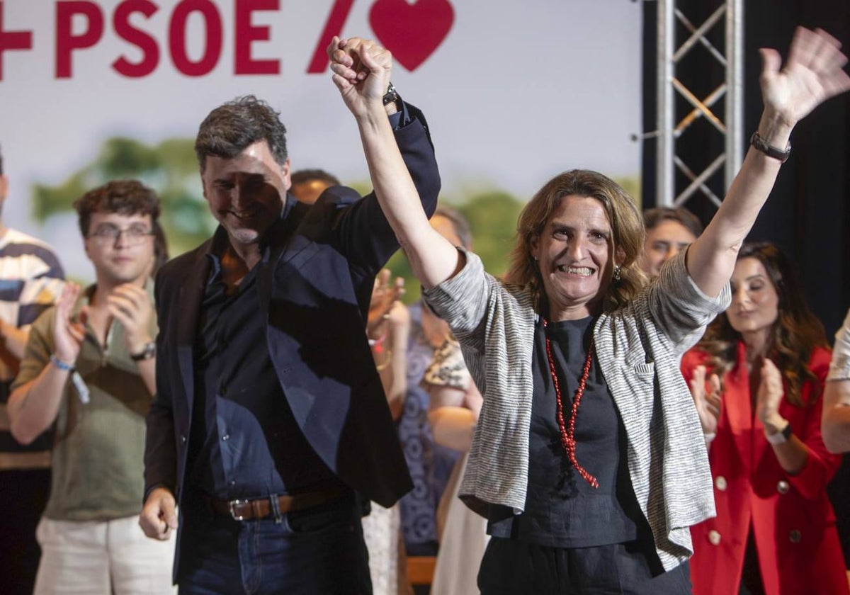 Una imagen del mitin de Teresa Ribera de este martes en Vigo