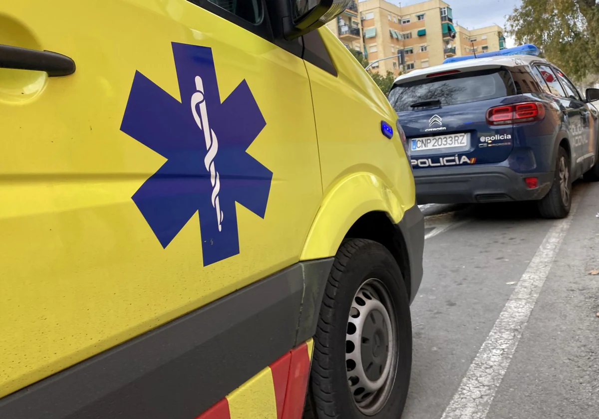 Imagen de archivo de una ambulancia del SAMU y un coche de la Policía Nacional