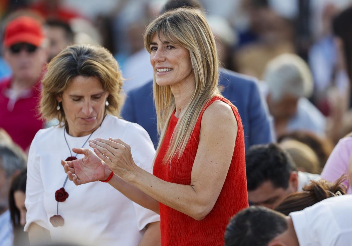 Begoña Gómez recientemente en un mitin del PSOE en Benalmádena