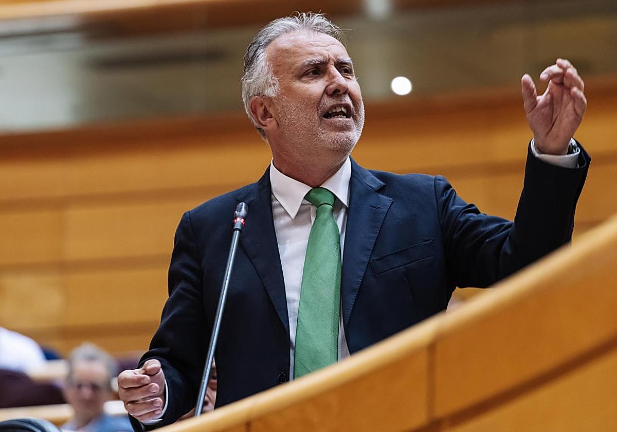 El Ministro de Política Territorial y Memoria Democrática, Ángel Víctor Torres, durante una sesión de control al Gobierno