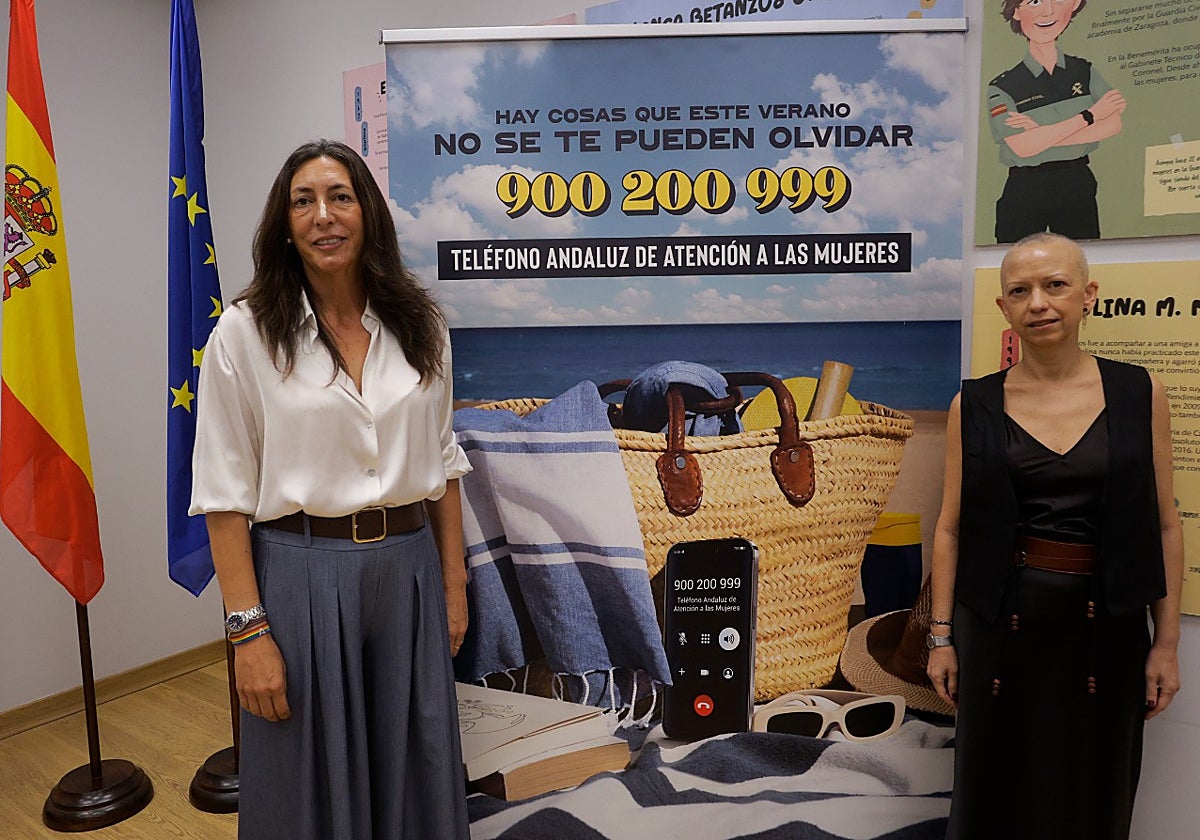 La consejera Loles López y la directora del IAM, Olga Carrión, en la presentación de la campaña