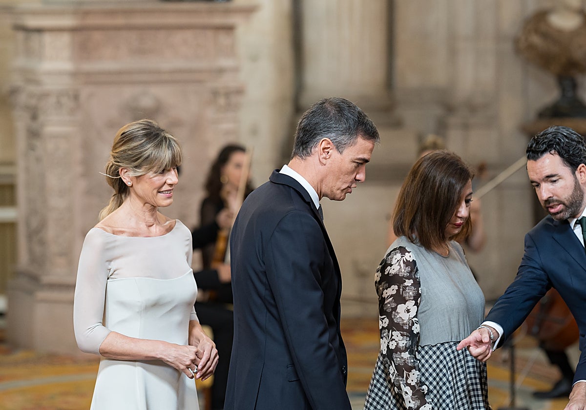 Begoña Gómez y Pedro Sánchez, en el X aniversario del reinado de Felipe VI
